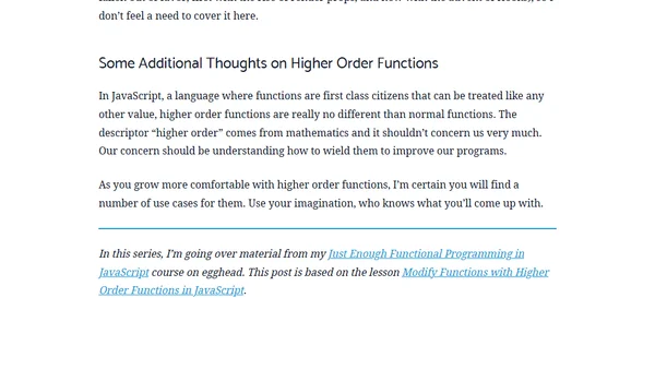 Just Enough FP: Higher Order Functions