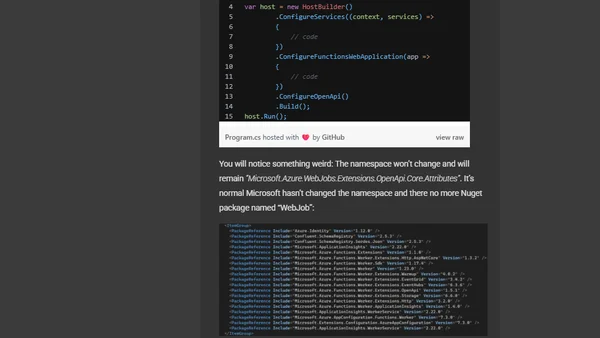 From .NET 6 to .NET 8, my migration experience: Using OpenApi on Azure Function on .NET 8 isolated