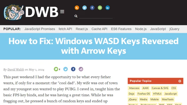 How to Fix: Windows WASD Keys Reversed with Arrow Keys