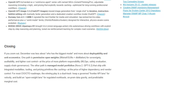 #AI horizons 25-12 – models releases