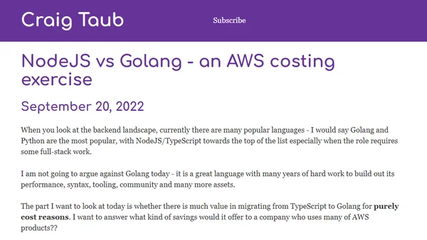 NodeJS vs Golang - an AWS costing exercise