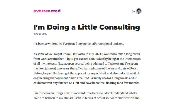 I'm Doing a Little Consulting