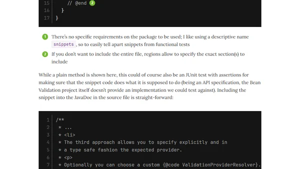 Executable JavaDoc Code Snippets