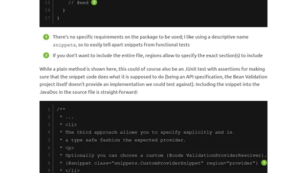 Executable JavaDoc Code Snippets