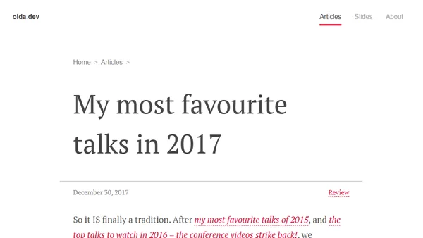 My most favourite talks in 2017