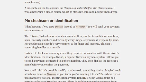 HandCash handles require trust and are insecure