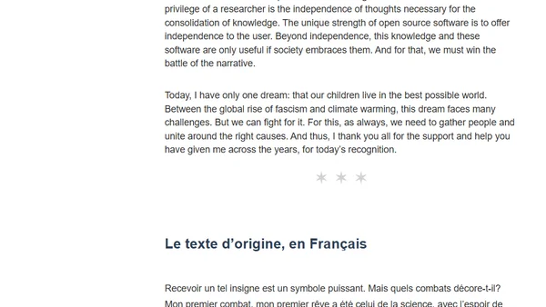 A national recognition; but science and open source are bitter victories