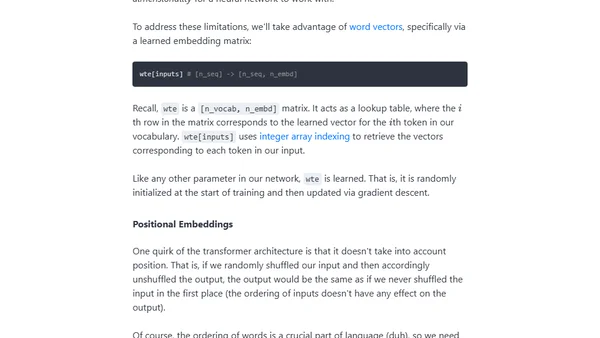 GPT in 60 Lines of NumPy