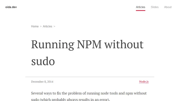 Running NPM without sudo