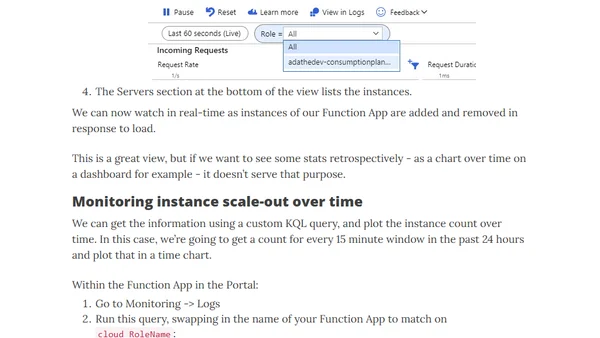 Monitoring Azure Function Consumption Plan Instance Scale Out