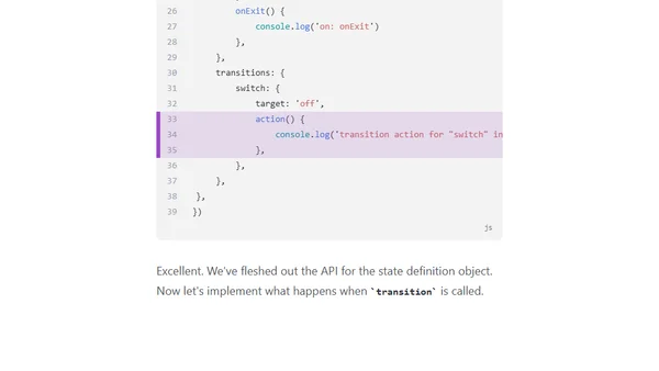 Implementing a simple state machine library in JavaScript
