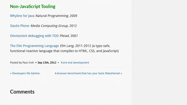 Academic research on browsers, frontend development, and debugging