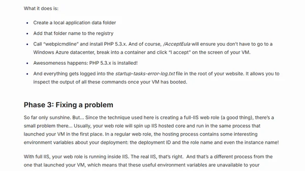 Lightweight PHP application deployment to Windows Azure