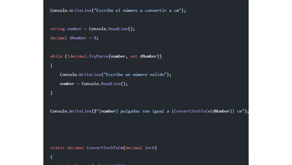 C#: Cómo convertir cm a pulgadas y viceversa