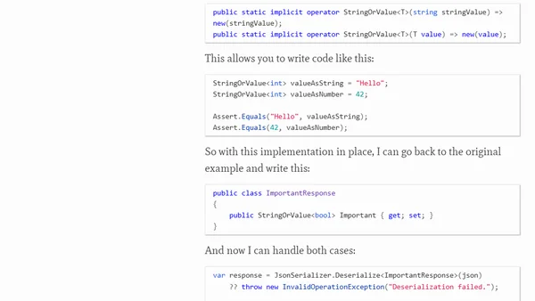 Deserializing JSON to a string or a value