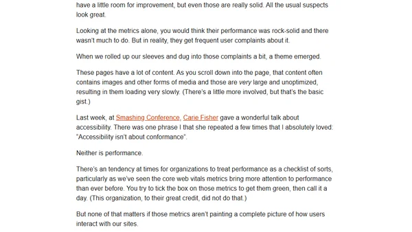 Performance Is Not a Checklist