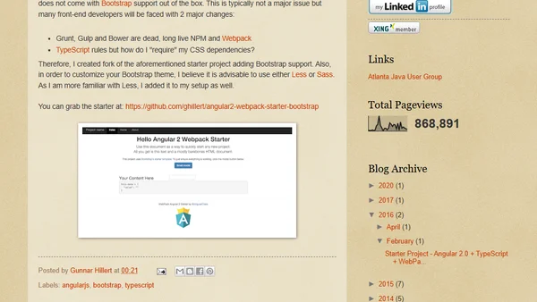 Starter Project - Angular 2.0 + TypeScript + WebPack + Bootstrap