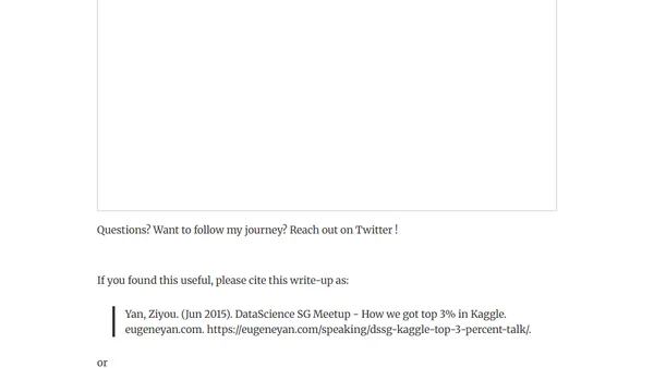 DataScience SG Meetup - How we got top 3% in Kaggle