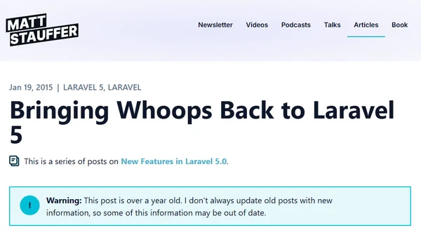 Bringing Whoops Back to Laravel 5