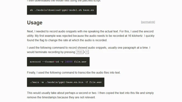 Transcribing audio with whisper.cpp