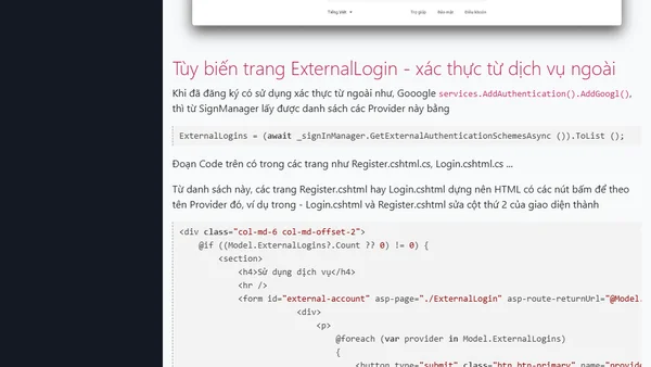 (ASP.NET Razor) Sử dụng tài khoản Google để xác thực trong Identity