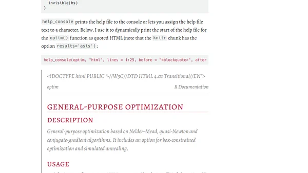 Printing R help files in the console or in knitr documents