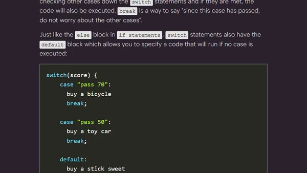 switch statement in JavaScript explained