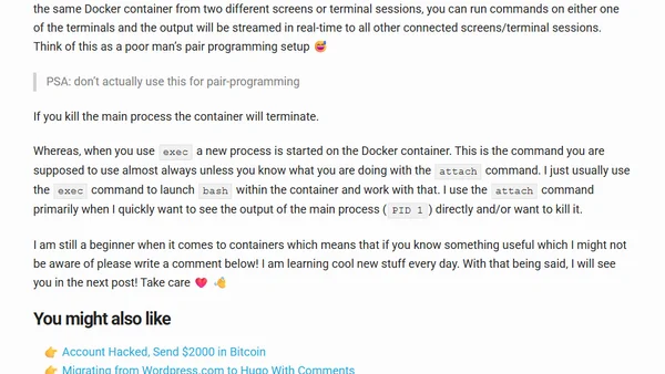 Docker attach vs exec & When to Use What