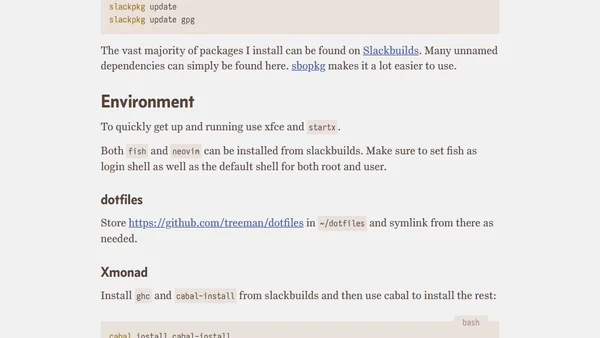 Slackware installation notes