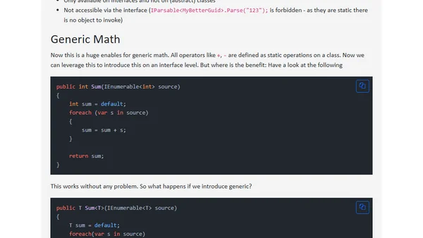 static abstract interfaces and generic math