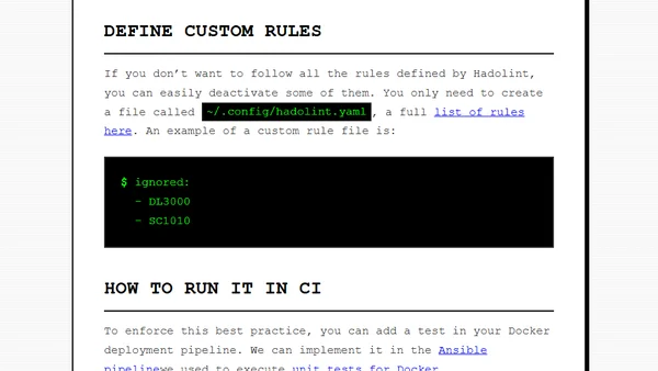 Docker best practices: linter for Dockerfile