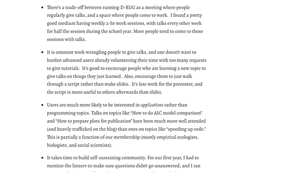 Ongoing learning with user groups