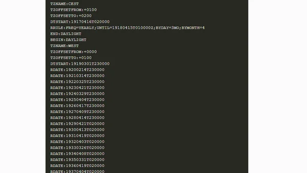 icalendar bug at NS International