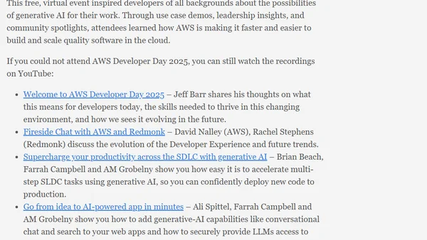 Watch the recordings from AWS Developer Day 2025