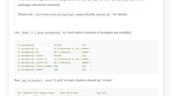 Upgrade PostgreSQL from 13 to 14 on Ubuntu 22.04