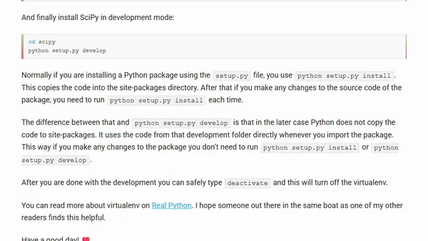Setting up dev environment for SciPy