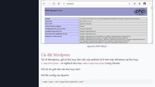 Cài LAMP (Linux Apache MySQL PHP) trên Windows với WSL