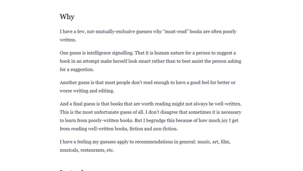 How to recommend books, or, stop recommending SICP