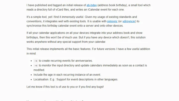 ab-bday: generate icalendar events for birthdays in vcard