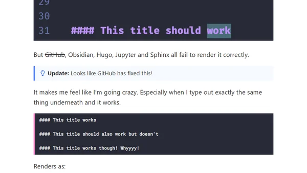Why don't my markdown titles work sometimes?