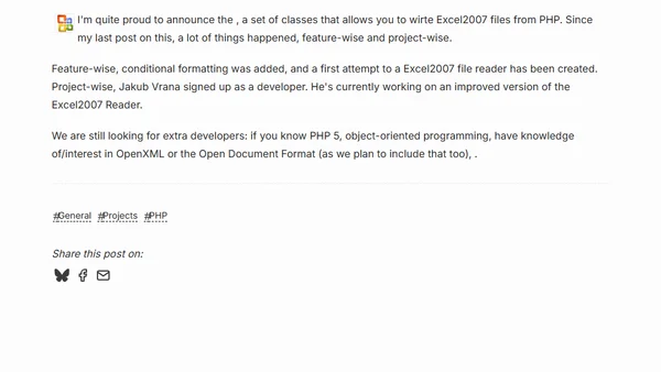 PHPExcel 1.0.0 final