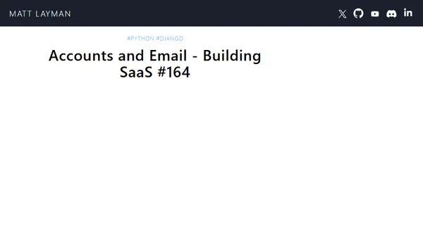 Accounts and Email - Building SaaS #164
