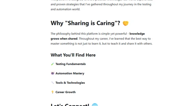 Welcome to Sharing is Caring - Your Testing & Automation Journey Begins