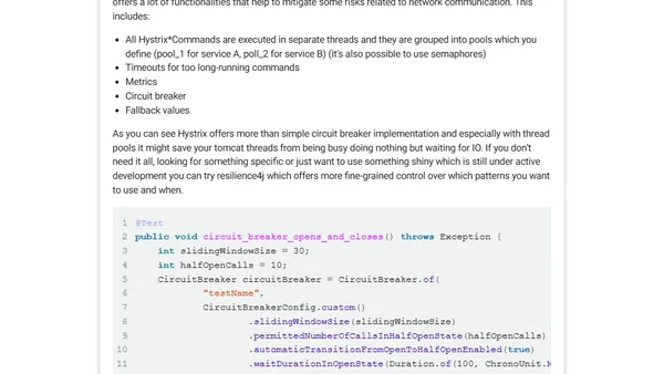 Synchronous communication - circuit breaker and fallback
