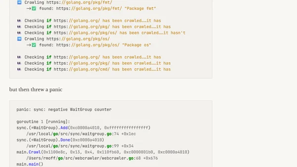 Learning Golang (some rough notes) - S01E10 - Concurrency (Web Crawler)