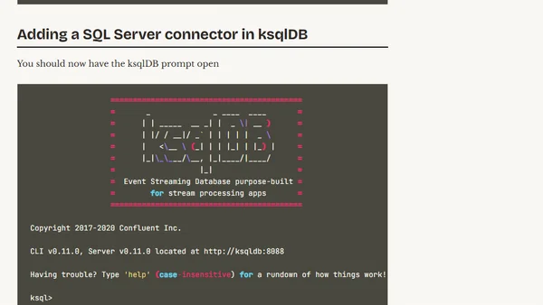 Using the Debezium MS SQL connector with ksqlDB embedded Kafka Connect
