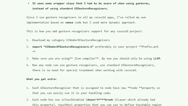 Using UIGestureRecognizers in cocos2d