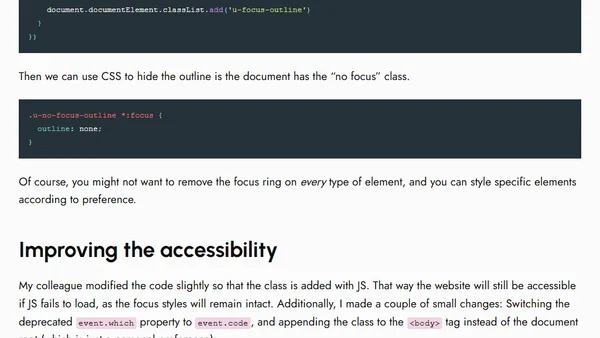 Accessibly Hiding Focus Outlines
