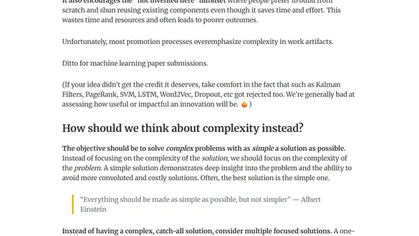 Simplicity is An Advantage but Sadly Complexity Sells Better