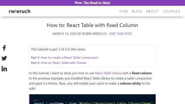 How to: React Table with fixed Column